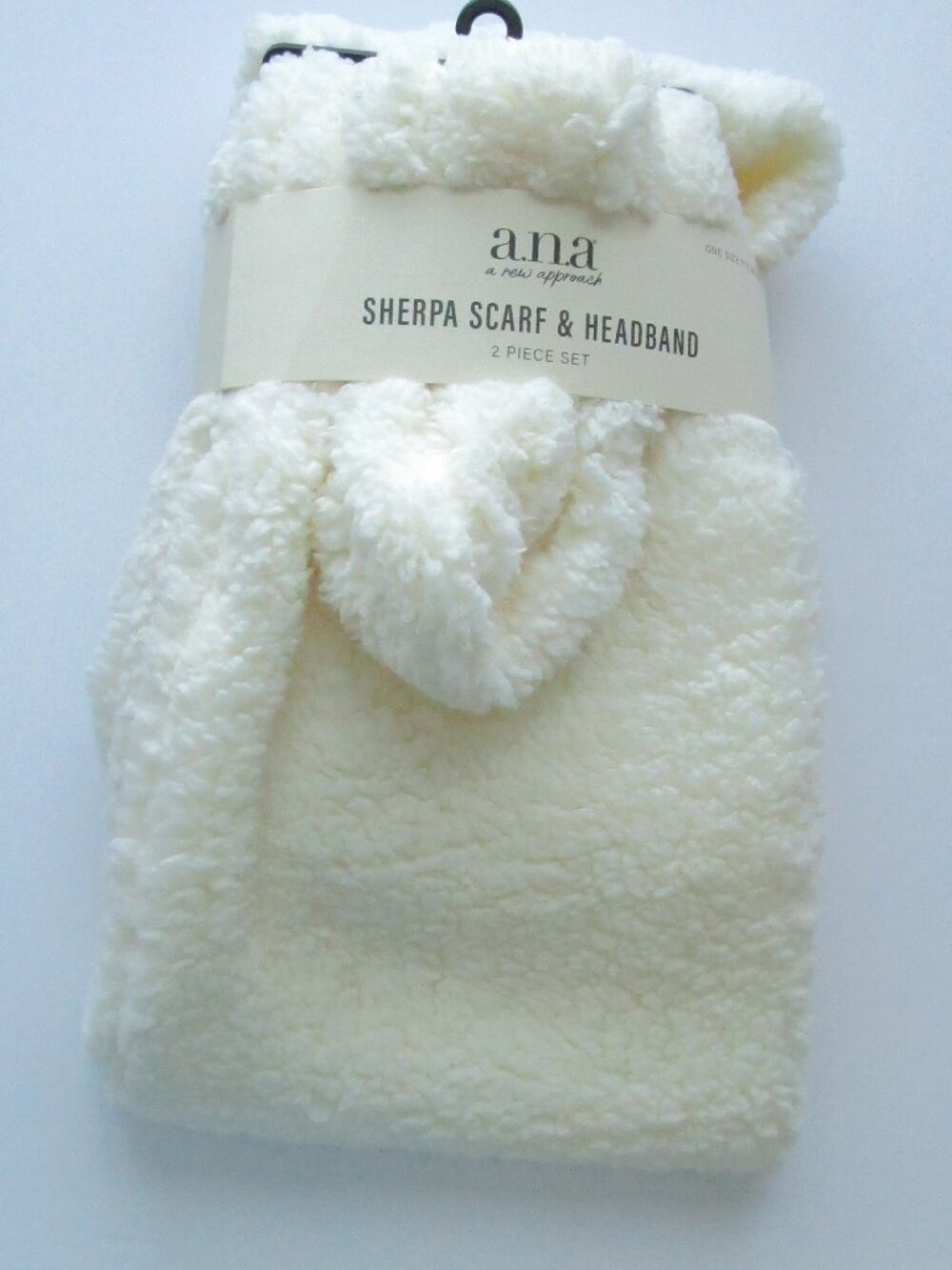 A.N.A. Sherpa Fleece Scarf & Headband - ivory